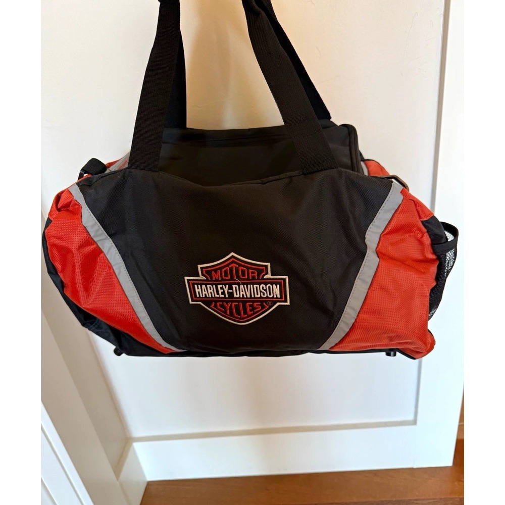 Harley-Davidson Motor Cycles Medium Black/Orange Duffel Zip Strap